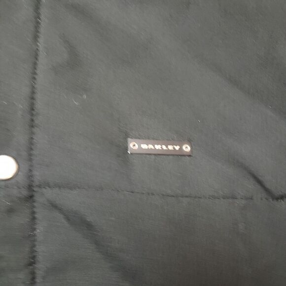 Oakley Street Bomber Jacket Men's XL Black And Gray Snap Up Varsity - Picture 7 of 9